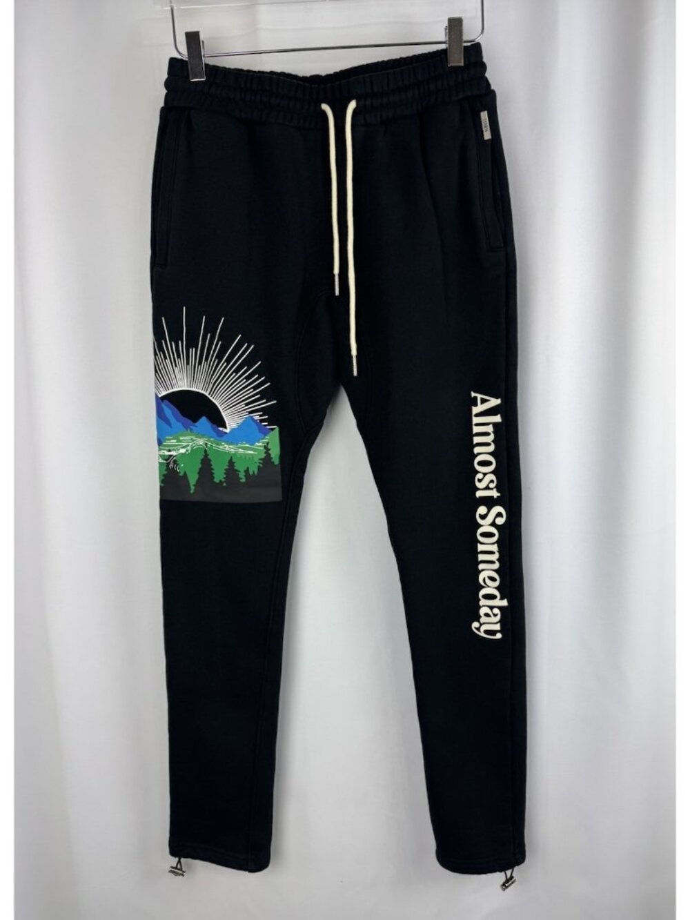 Almost Someday Mens Black Graphic Sweatpants Size Small Heavyweight Streetwear